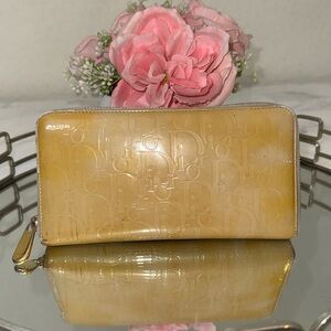 Authentic Christian Dior Trotter Zip Around Patent leather wallet